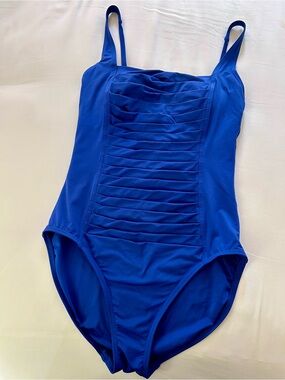 Calvin Klein Cobalt Blue Ruched One-Piece Swim